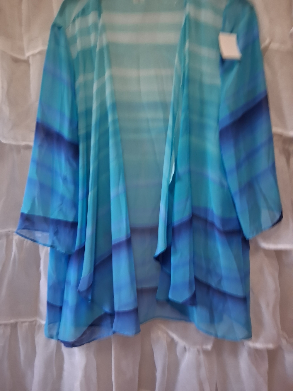 Sheer Blue Ombre Open Kimono
